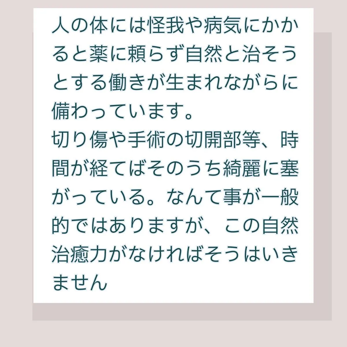 ❤️‍🩹自然治癒力を高める事で病気の予防、怪我の早期回復に